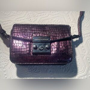 Emily and Noah Metallic Purple adjustable cross-body Purse